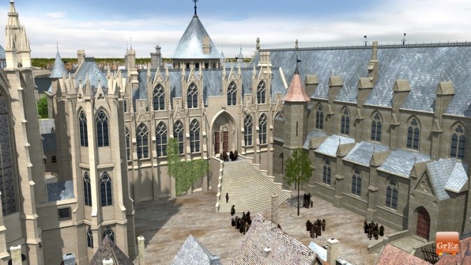Palais de la Cité dans sa version médiévale. Il fut la résidence des rois de France du Xe au XIVe siècles