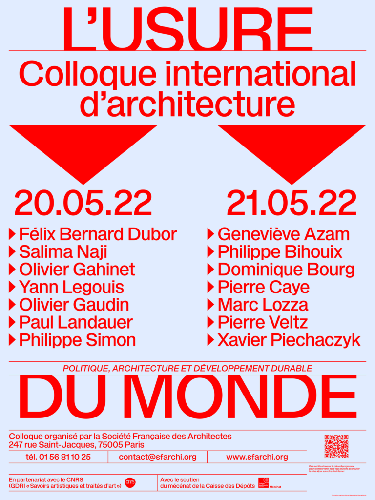 Colloque international d'architecture : l’usure du monde politique, architecture et développement durable